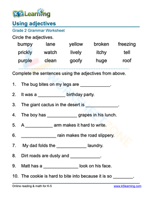 Using adjectives 2