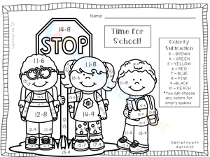 Grade 1 Subtraction — Printable No-Prep Worksheet