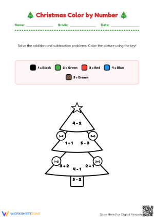 Christmas Color by Number: Essential Kindergarten Worksheet
