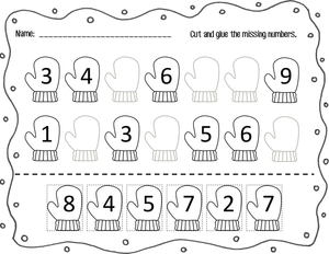 Cut and Paste the Missing Numbers Worksheet