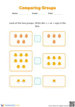 Printable Comparing Groups Math Worksheet | Grade K-1