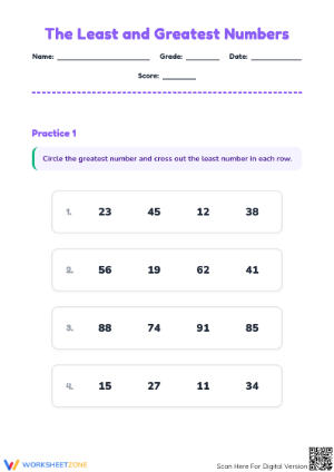 Essential Grade 2 Math: Least and Greatest Numbers Worksheet