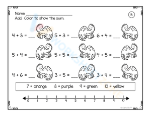 Interactive Addition: Color to Sum Worksheet