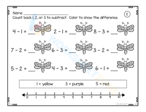 Subtraction Practice: Color the Difference