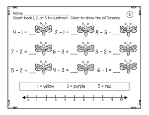 Subtraction Practice: Color the Difference