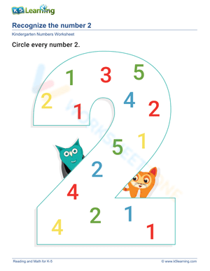 Learning to Recognize Number 2 Worksheet