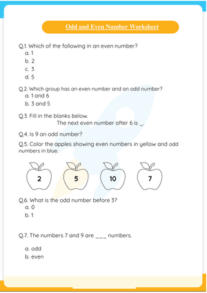 Identify Odd and Even Numbers: Worksheet 1