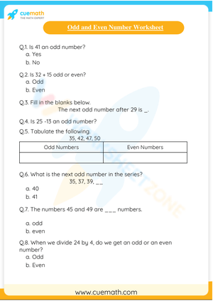 Odd and Even Numbers: Identify Set - Worksheet 3