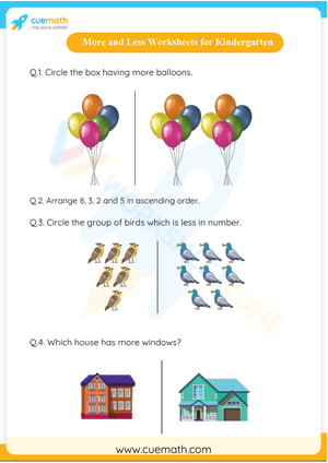More or less for kindergarten worksheet 3