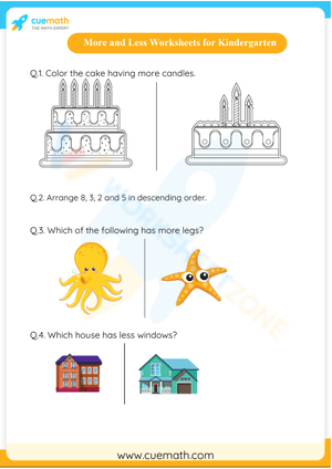 More or less for kindergarten worksheet 4