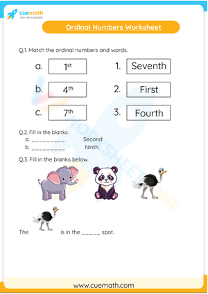 Ordinal Numbers Worksheet: Learn Positions