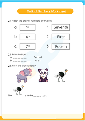 Ordinal Numbers Worksheet: Learn Positions