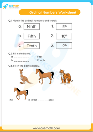 Identifying Ordinal Numbers Worksheet Practice