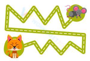 Animal Handwriting Line Tracing: Cat to Mouse