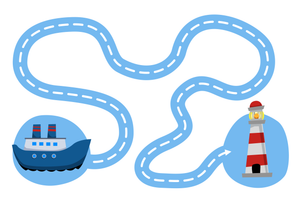 Ship to Lighthouse Matching Activity Worksheet