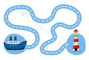 Ship to Lighthouse Matching Activity Worksheet