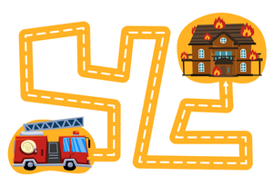 Firetruck to House on Fire Matching Sheet