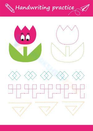 Flower Pattern Tracing Worksheet for Handwriting Practice 