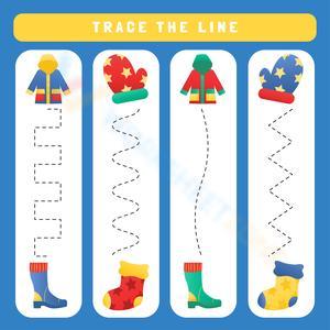Trace the Lines Worksheet | Winter Clothes Theme