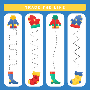 Trace the Lines Worksheet | Winter Clothes Theme