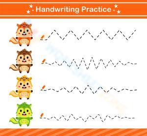 Kindergarten Handwriting Practice: Squirrel Lines