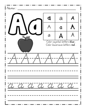 Dealian Handwriting: Letter Aa Practice Worksheet