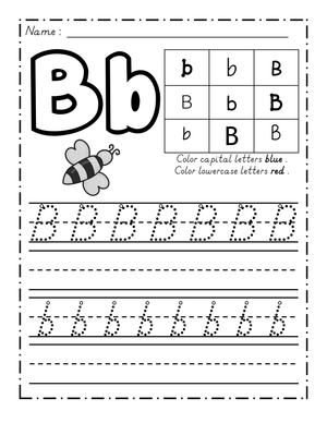 Letter B Tracing Worksheet | Grade K Printable