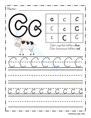 Practice Dealian Cursive: Letter Cc Worksheet
