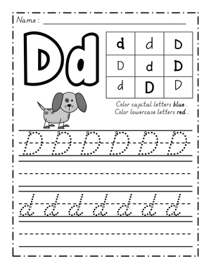 Dealian Handwriting: Letter Dd Practice Sheet