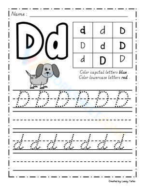 Dealian Handwriting: Letter Dd Practice Sheet