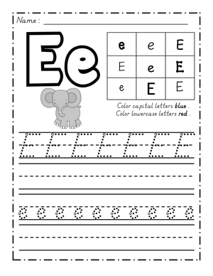 Dealian Handwriting: Letter Ee Practice Page