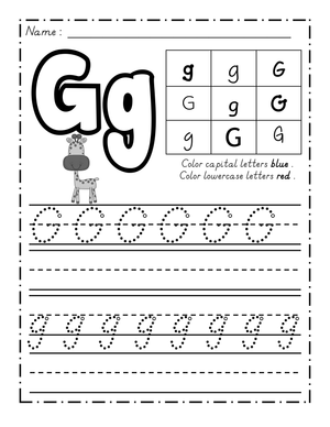Dealian Handwriting: Letter Gg Practice Guide