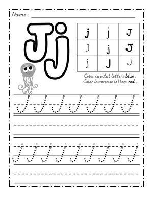 Dealian Handwriting: Letter Jj Practice Aid