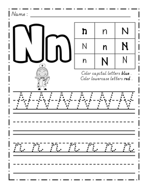 N Handwriting Practice Worksheet