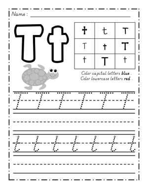 Letter T Tracing Worksheet — Printable Grade 1 Ready
