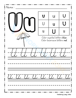 Alphabet Letter U Tracing Worksheet