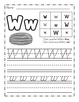 W Handwriting Practice Worksheet