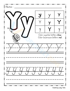 Y Handwriting Practice Worksheet