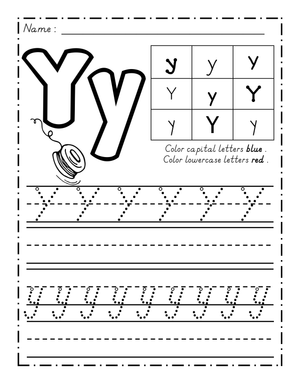 Y Handwriting Practice Worksheet