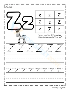 Letter Z Tracing for Kindergarten 