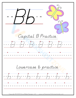 B Handwriting Practice Worksheet