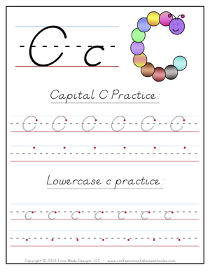 C Handwriting Practice Worksheet