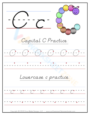 C Handwriting Practice Worksheet