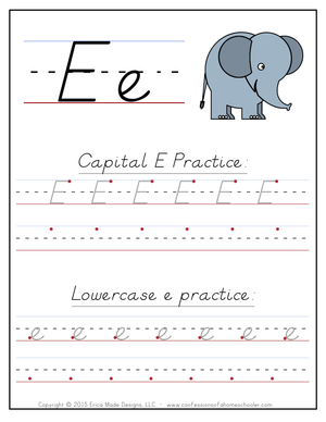Printable Letter E Tracing Worksheet | Grade K