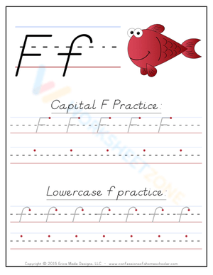 D'nealian handwriting Letter Ff