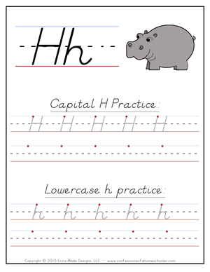 Printable Letter H Tracing Worksheet | Kindergarten ELA