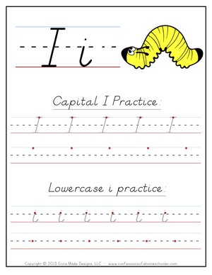 I Handwriting Practice Worksheet