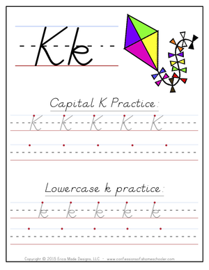 K Handwriting Practice Worksheet