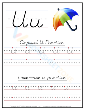 U Handwriting Practice Worksheet