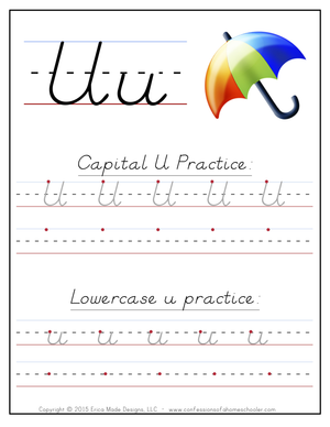 U Handwriting Practice Worksheet